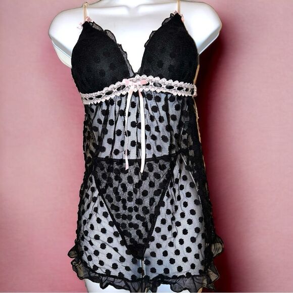 Linea donatella 2 piece sexy black lingerie set! Nwt! - Picture 1 of 16